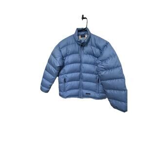 PATAGONIA Women’s Light Blue Puffer Jacket White Goose Down Size Large